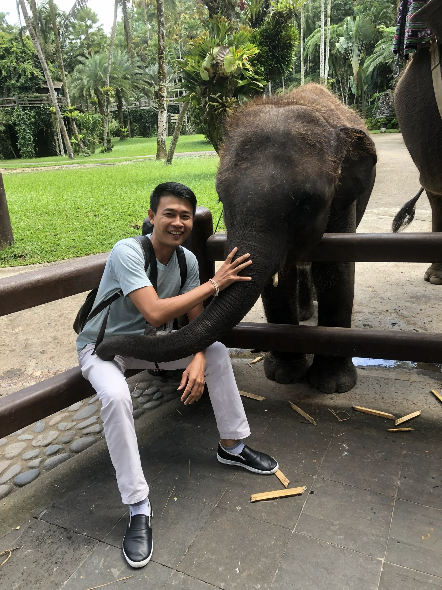 Eka with elephant in Bali