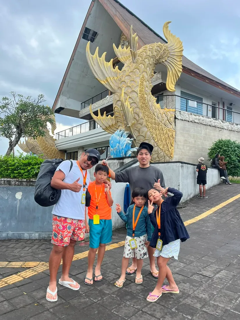 Eka with a visiting family in Bali